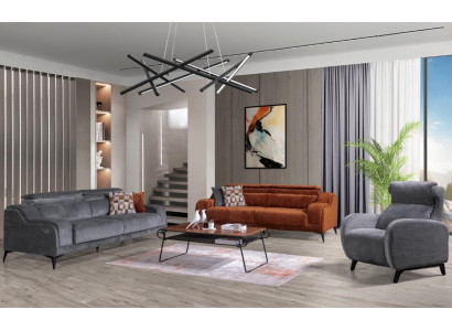 Grau-orange Wunnzëmmer Sitzmiwwel Exklusiven 3-Sëtzer Luxus Einsëtzer