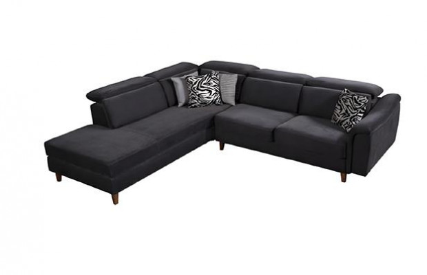 Schwaarzt Polster Ecksofa L-Form Couch Wunnzëmmer Wunnlandschaft Nei