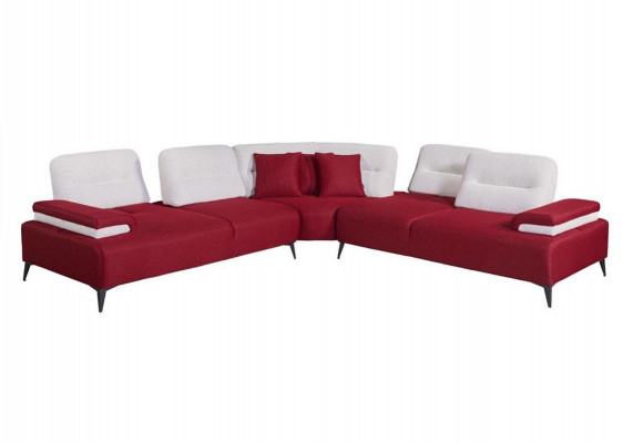 Rout stilvollt Ecksofa L-Form Couch Designer Wunnzëmmer Holz Garnitur