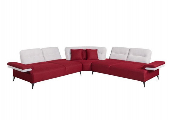 Rout stilvollt Ecksofa L-Form Couch Designer Wunnzëmmer Holz Garnitur