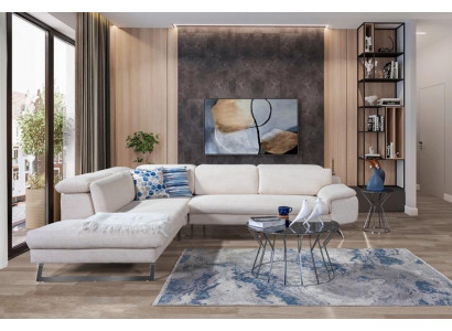 Wäisst Eck-Polstersofa L-Form Sofasen Wunnzëmmer Modern Wunnlandschaften