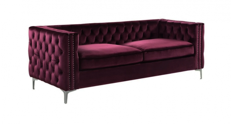 Bordeaux Chesterfield Canapé Luxus Samt Stoff Couchen Sofa Set Knäpper Polster Nei
