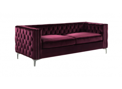 Bordeaux Chesterfield Canapé Luxus Samt Stoff Couchen Sofa Set Knäpper Polster Nei