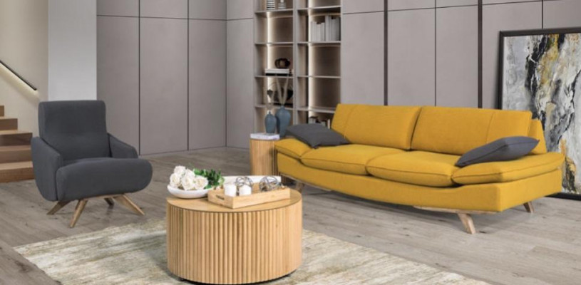 Stilvoll Liewen Zëmmer Garnitur Designer 3-Sëtzer Luxus Canapé Fauteuil 2 Stéck