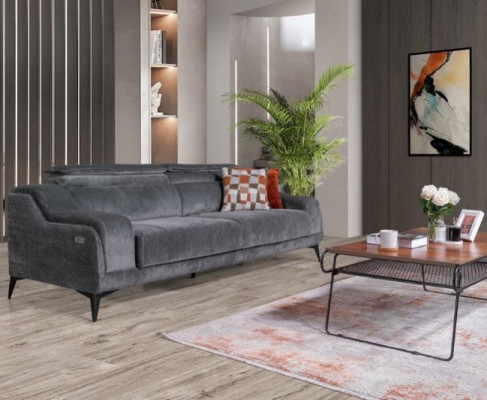 Luxuriéist Griit Textil Sofa Designer 3-Sëtzer Wunnzëmmer Dräisëtzer