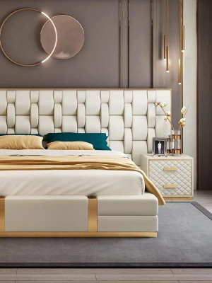 Luxus-Schlofzëmmer-Set Komplett Zëmmermiwwelen Bett Nuetsschrëffchen Ariichtung