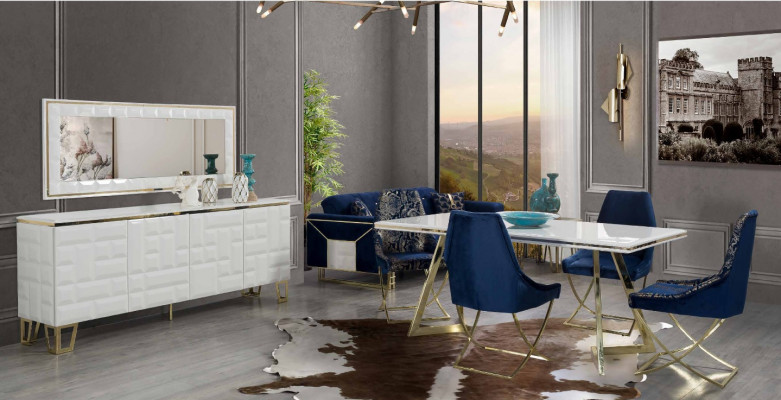 Exklusiv Wäiss Iesszëmmer Garnitur Luxus Iessdësch x4 Still 7tlg