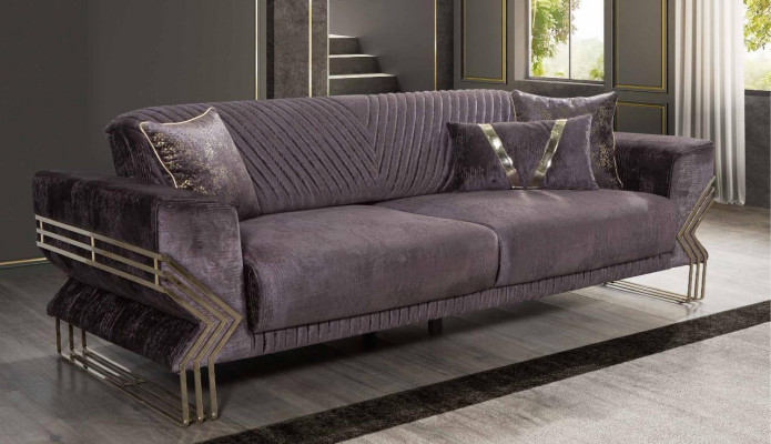 Modern lila Dräsëtzer Designer Couch Polstersofa Wunnzëmmer 3-Sëtzer