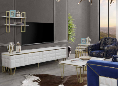 Stylvoll Wunnwand Garnitur Designer Edelstahl Regal Moderne TV-Schaf