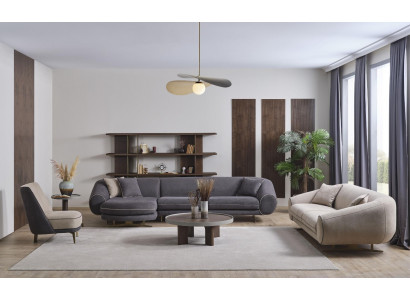 Designer Wunnzëmmer Garnitur L-Form Sofa 3-Sëtzer Fotell Polster Miwwelen