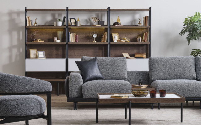 Luxus gro Wäizëmmer Garnitur Ecksofa L-Form Couch Polstersëtz 3-deeleg.