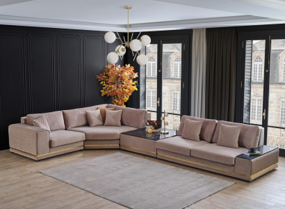 Beige L-Form Sofa Stilvoll Wunnlandschaft Designer Canapé Polstermöbel