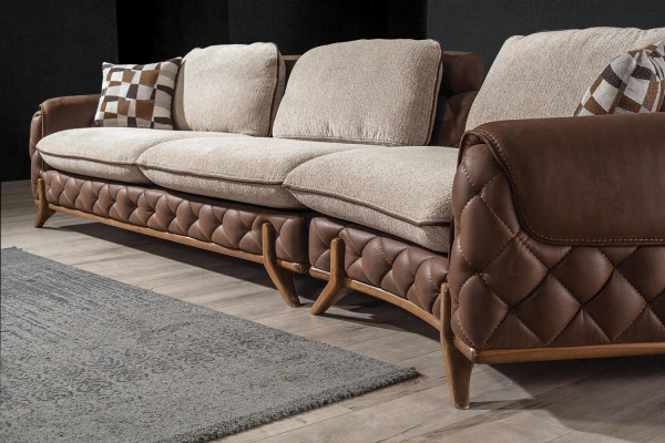 Brongen Wohnzimmer Set Designer Lieder Véiersëtzer Sofa Couchtisch 2tlg