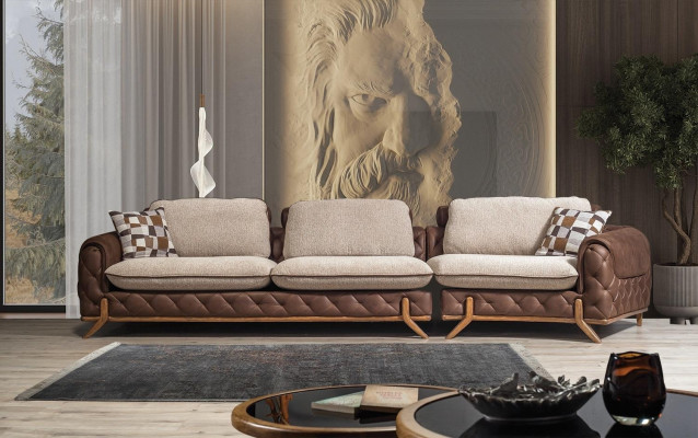 Brongen Wohnzimmer Set Designer Lieder Véiersëtzer Sofa Couchtisch 2tlg