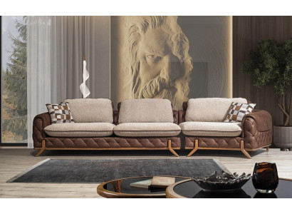 Stilvoll 4-Sëtzer Luxus Canapé Wohnzëmmer Couch Exklusivt Ledercanapé