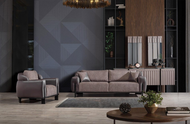 Brongt Wunnzëmmer Set Designer Textil Dräisëtzer Polster Sëtz 2 Stéck