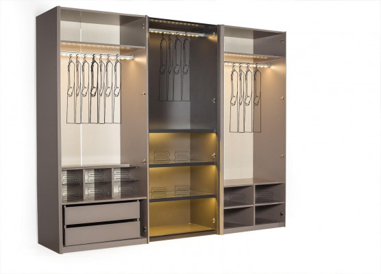 Beige Kleederkëscht Modern Schlofkummer Schief Stilvoll Holz Miwwelen