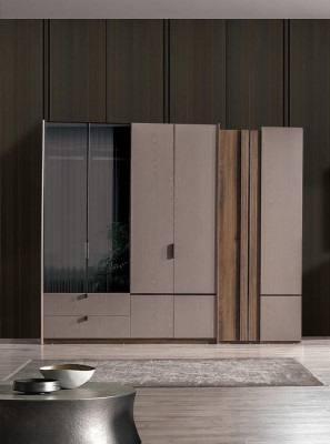 Crèmefaarwege Kleederschaf Designer Schlofzëmmer Miwwelen Modern Ariichtung