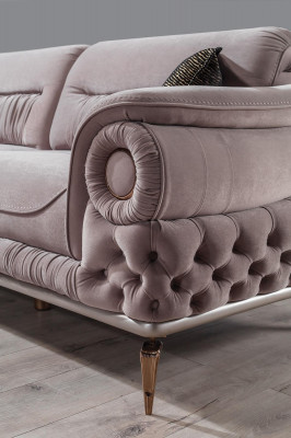 Stilvolle 3-Sëtzer Wunnzëmmer Rosa Luxus Couch Polstersëtzmöbel Nei