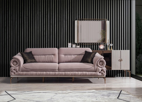 Stilvolle 3-Sëtzer Wunnzëmmer Rosa Luxus Couch Polstersëtzmöbel Nei
