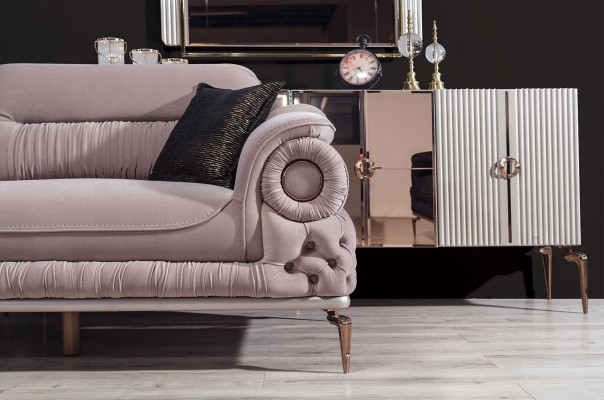 Stilvolle 3-Sëtzer Wunnzëmmer Rosa Luxus Couch Polstersëtzmöbel Nei