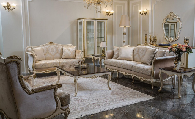 Luxus Dräisëtzer Sofa 3 Sëtzer Sofasen Sëtz Design klassesch Couchen Beige