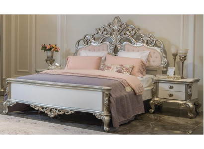 Bett Miwwel Sëlwer Rosa Schlofkummer Miwwel Design Better Luxus Barock Holz