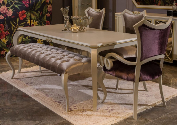 Design Iesszëmmer Set 8 Deeler Iessdësch Stull Kommode Vitrinne Hocker Holz
