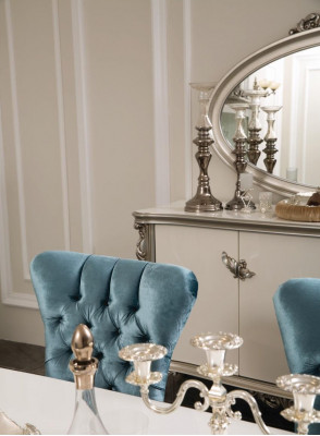 Iesszëmmer Set Garnitur Vitrinn Dësch 6x Stull Kommode Spigel Art déco 10-tlg