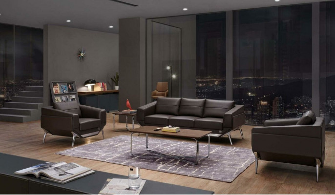 Wunnzëmmer Set Sofagarnitur 3+1+1 Sëtzer Dësch Couchtisch Designer 4tlg. Nei