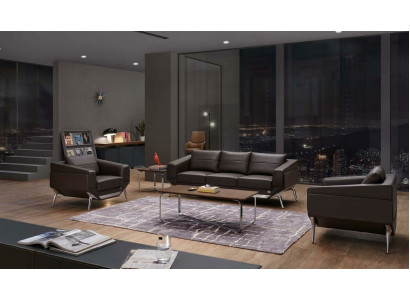 Wunnzëmmer Set Sofagarnitur 3+1+1 Sëtzer Dësch Couchtisch Designer 4tlg. Nei