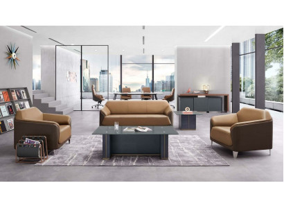 Wunnzëmmer Set Sofagarnitur 3+1+1 Sëtzer + Dësch Design Sofa Couch