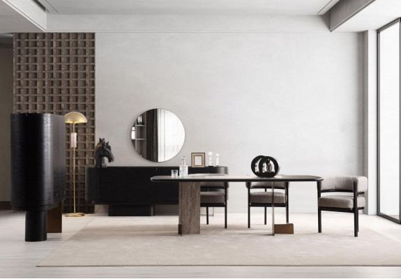 Designer Iesszëmmer Garnitur Iessdësch 6x Still Anrichte Spigel 9 Stécker.