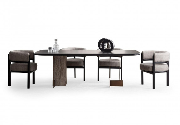 Designer Iesszëmmer Garnitur Iessdësch 6x Still Anrichte Spigel 9 Stécker.