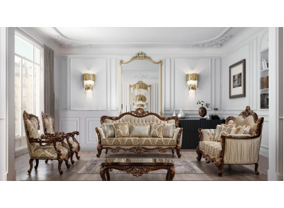 Chesterfield Sofagarnitur Couch Set mat Couchtisch Sofa Polster 5 Deeler.