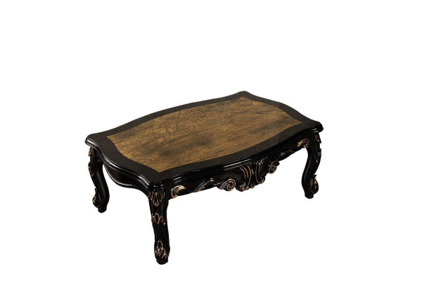 Schwaarz Barock Miwwelen Sofasëtztgrupp Sofa Couch Polster Miwwelen Dësch 5 Deeler