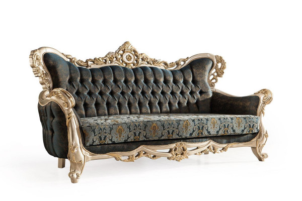 Soffagassette Sofa Canapé Barock Rokoko Set Dësch Turkis 5tlg. Gold