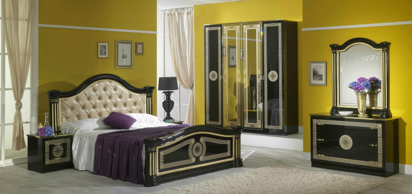 Schlofzëmmer Set Stil Modern Bett Nuetsdësch Kommode Bett Miwwelen 6stéck. Grupp nei