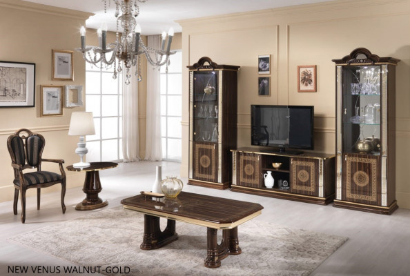 Italienesch Wunnwand Miwwelen Schaf Vitrin rtv 3tlg. Set Luxus TV Vitrinnen Glas