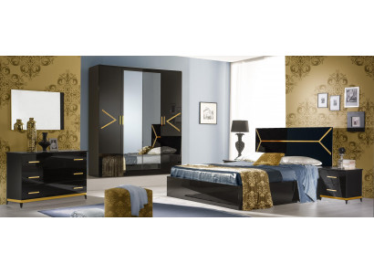 Klassesch Schlofzëmmer Set Garnitur Luxus Modern Stil Bett 6 Deeler Holz Kommode