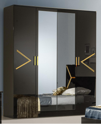 Klassesch Schlofzëmmer Set Garnitur Luxus Modern Stil Bett 6 Deeler Holz Kommode