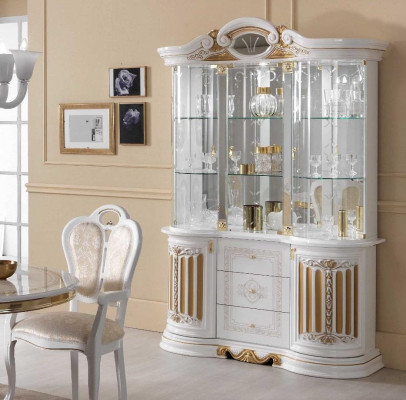Italienesch Luxusmiwwelen XXL Vitrin Kommodeschaf Glas Designer Schaf Neit