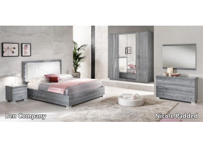 Italienesch Miwwelen 4tlg. Schlofzëmmer Set Bett 2x Nuetsdësch Kleederschaf Nei