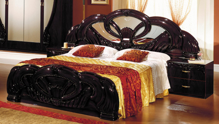 Kinnekeschen Design Bett 2x Nuetsdëscher Schlofzëmmer Garnitur 3stéck Set Holz Nei