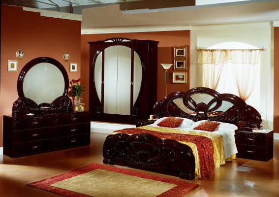 Kinnekeschen Design Bett 2x Nuetsdëscher Schlofzëmmer Garnitur 3stéck Set Holz Nei