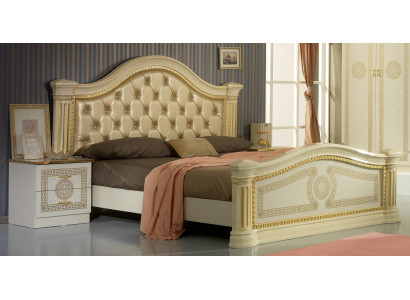 Design Schlofzëmmer 3-Teilege Set: Bett, 2x Nuetsdësch, Klassesch Luxus Bett Set Miwwelen