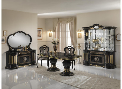 Klasseschen Design Iessdësch Dësch Italienesche Stil Miwwelen Dëscher Schwaarz Gold