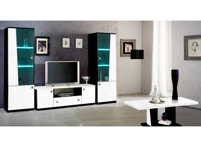 Modern Wunnwand Wunnzëmmer Vitrinn Sideboard RTV Regal Wänn Schaf 3tlg. Nei