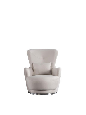 Fauteuil Luxusfauteuil fir Wunnzëmmer fir Aarbechtszëmmer Material Holz Faarf Wäiss