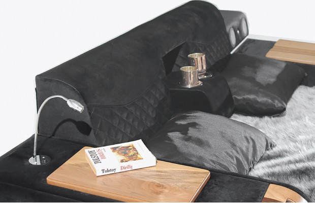 Bett mat TV Lift Fernseher Multifunktiounsbetter Duebelbett Schlofzëmmer